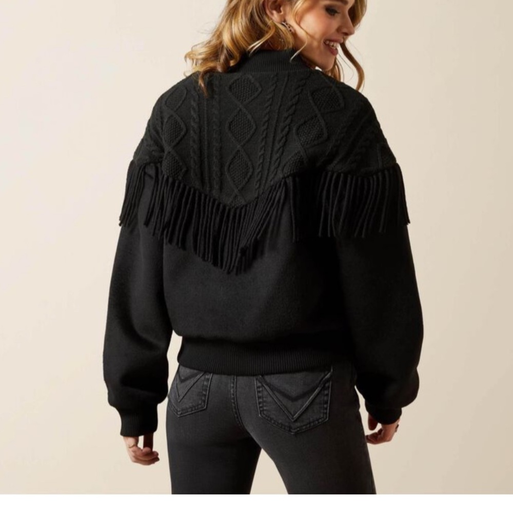 Like New Ariat Black Women's Bomber Jacket with Fringe